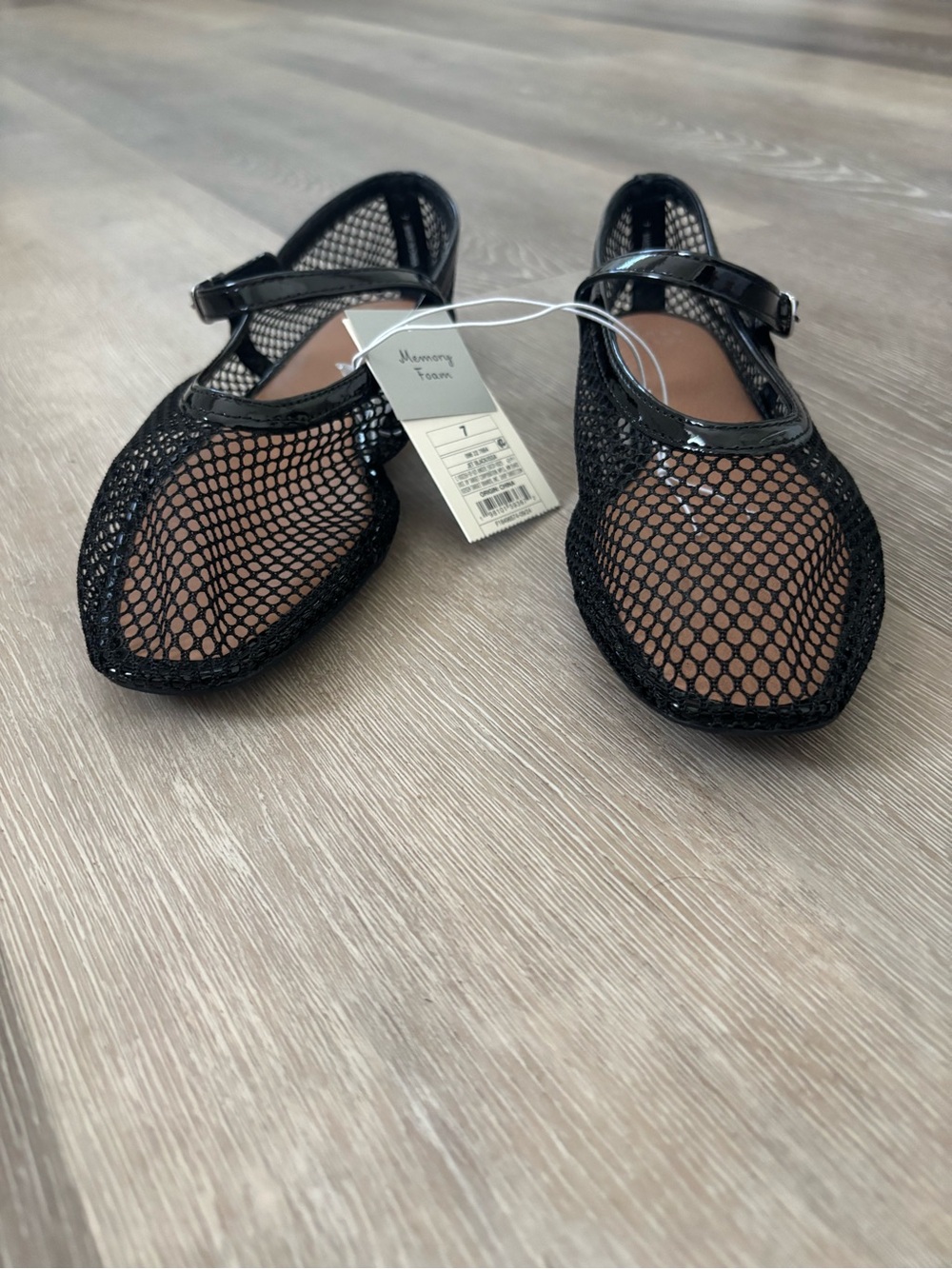 a new day Black Mesh Mary Jane Flats with Patent Strap - Picture 8 of 9